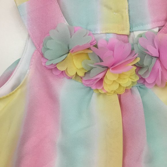 NWT Girls LITTLE ME Multi-Colored Floral Applique Chiffon Tunic Top & Pant Set - Picture 6 of 10